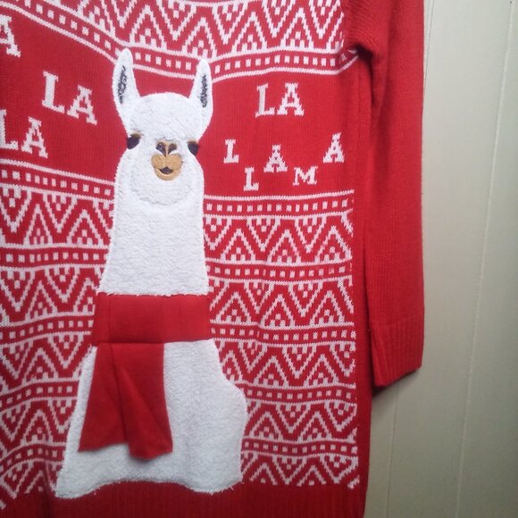 Holiday Time Christmas Sweater S 4-6 Llama Long Sleeve Red - Picture 8 of 13